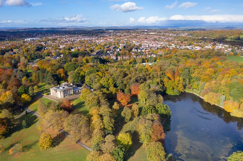 Aerial photo of Roundhay Park, Leeds