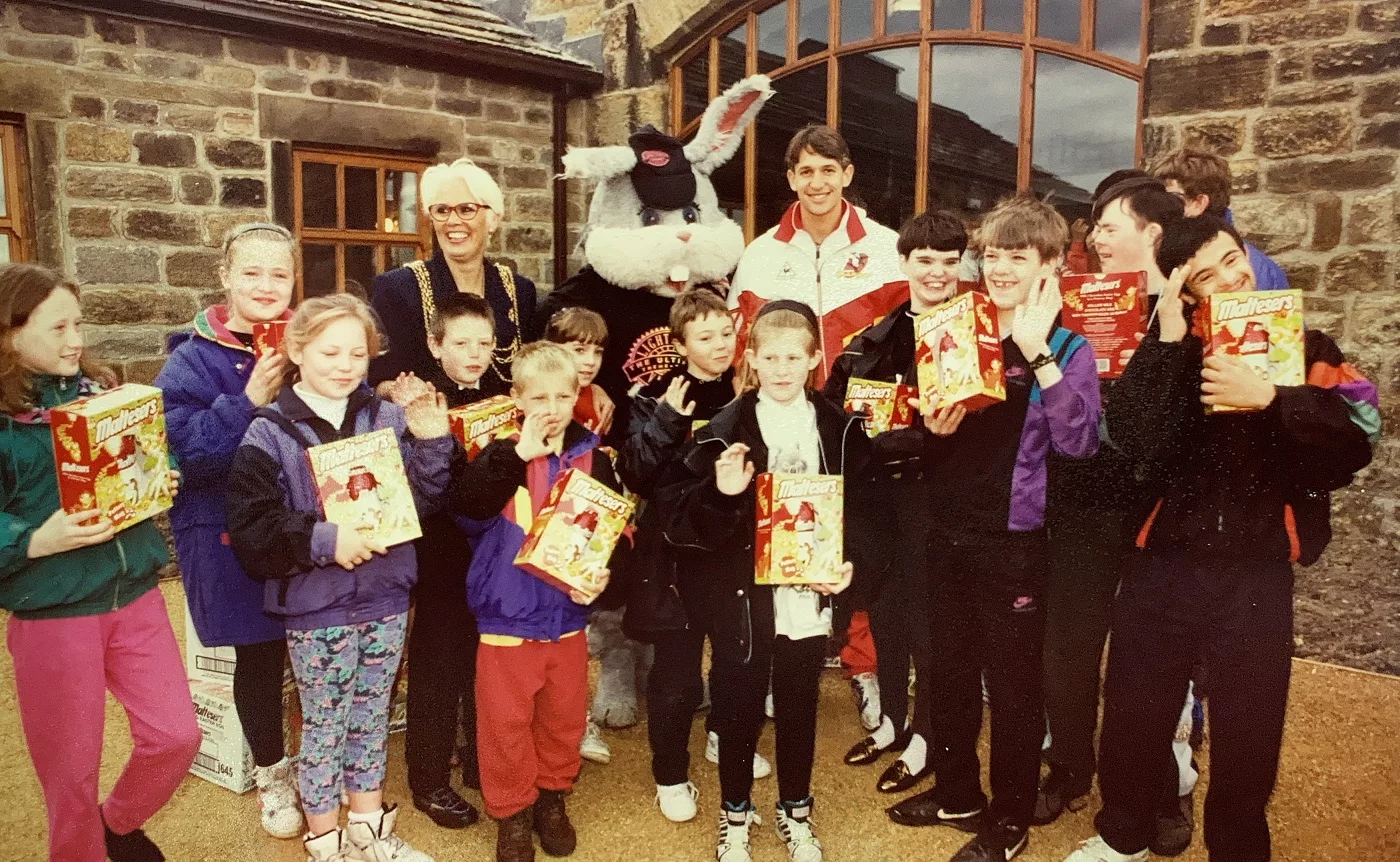 Lineham Farm Councillor Denise Atkinson MBE with Easter Eggs